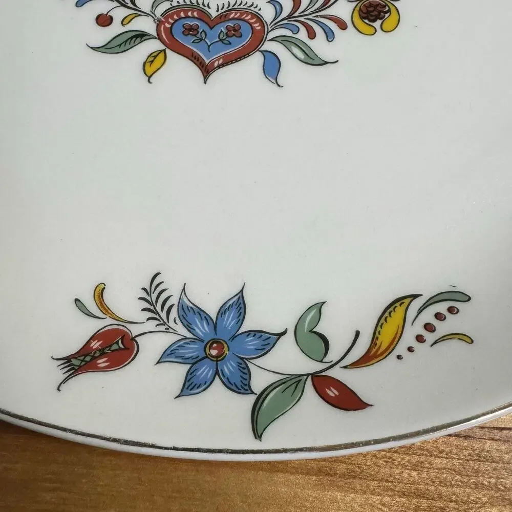 Iva-Lure Crooksville Serving Plate Platter Pennsylvania Dutch Folk Art 12”